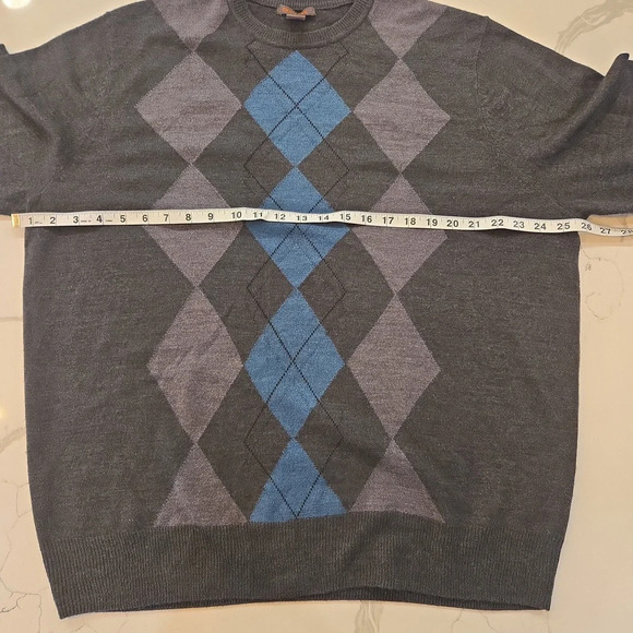 Dockers Mens Argyle Diamond Crewneck Long Sleeve Knit Sweater Size XL Gray Blue - Picture 9 of 11